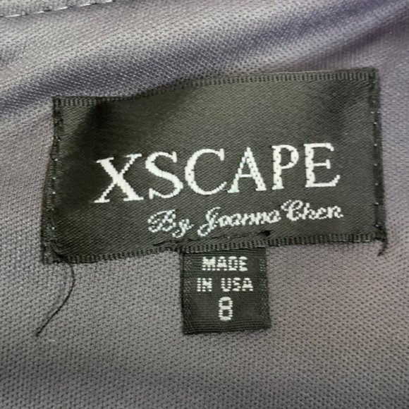 NWT Xscape Gray Ruffle Avant Garde Lace Dress - Picture 2 of 6